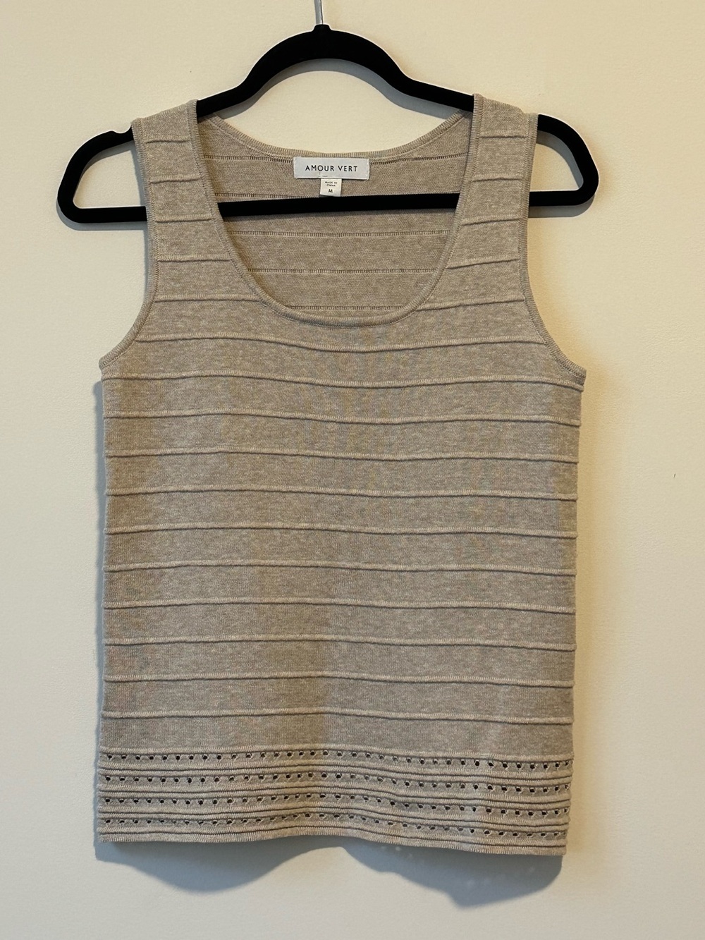Amour Vert Beige Knit Tank Top Size Medium
